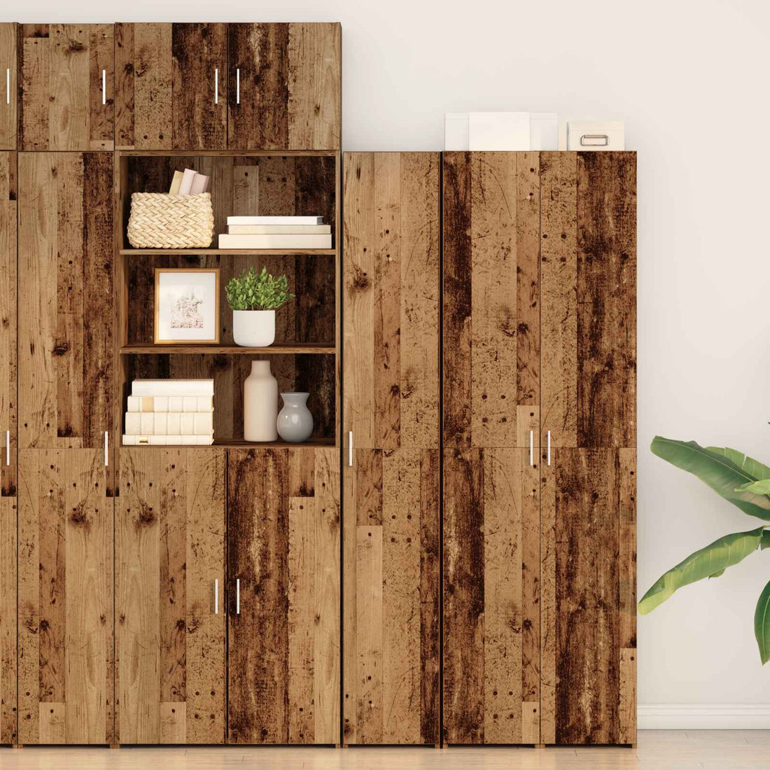 vidaXL Aparador alto Madera vieja 30 x 42,5 x 185 cm