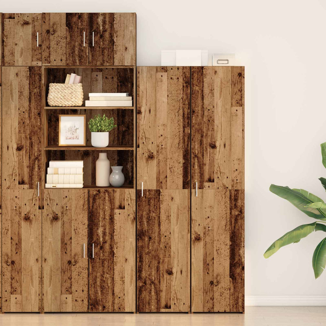 vidaXL Aparador alto Madera vieja 40 x 42,5 x 185 cm