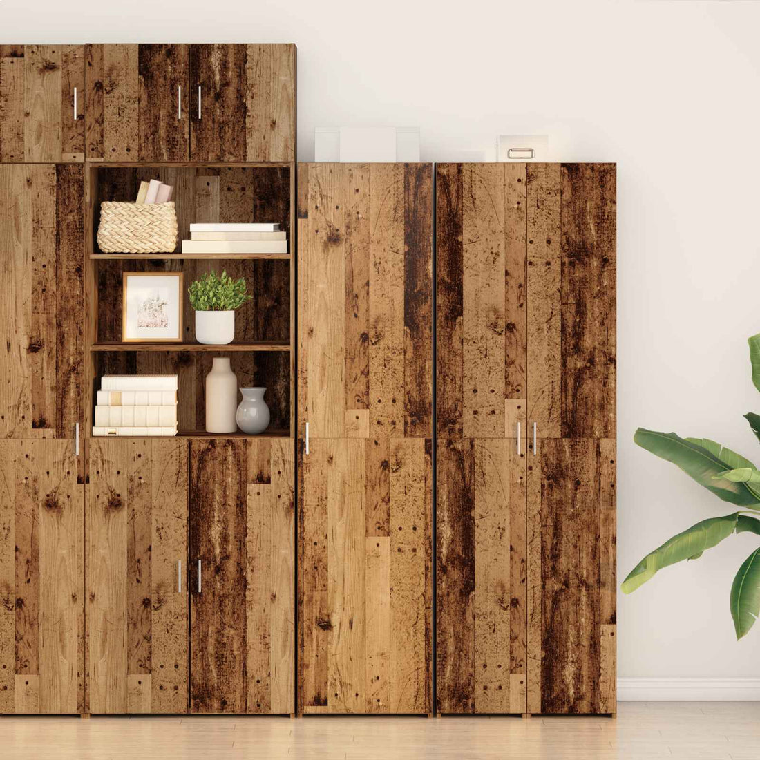 vidaXL Aparador alto Madera vieja 45 x 42,5 x 185 cm