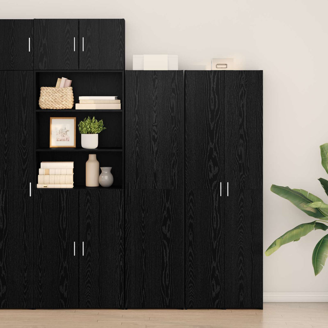 vidaXL Aparador alto Roble Negro 45 x 42,5 x 185 cm