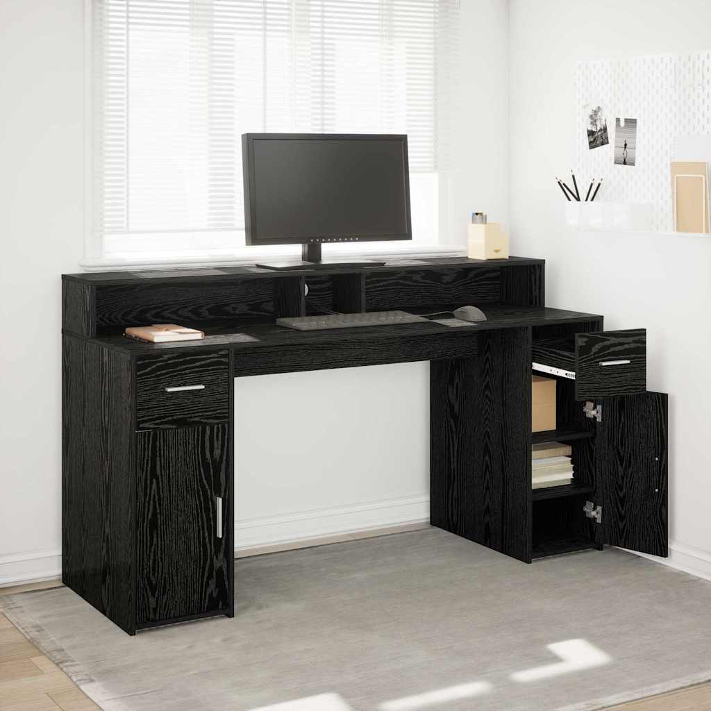 vidaXL Escritorio Roble negro 160 x 55 x 91 cm Madera de ingeniería