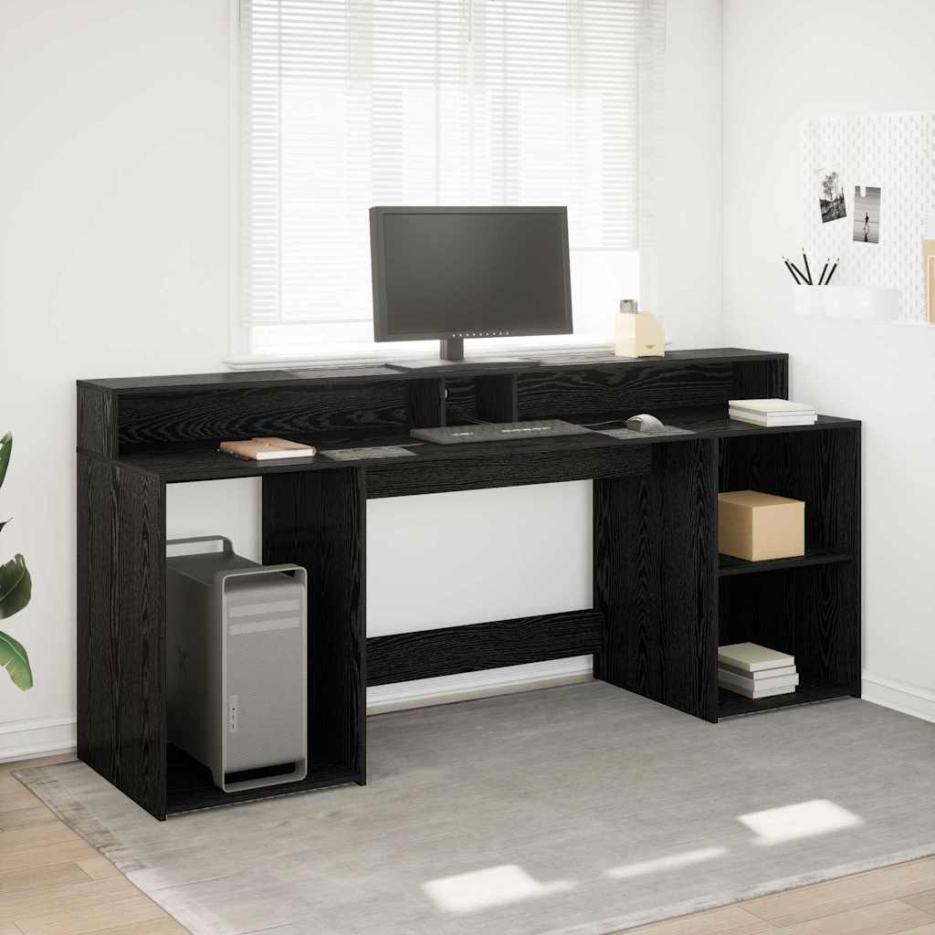 vidaXL Escritorio Roble negro 200 x 55 x 91 cm Madera de ingeniería