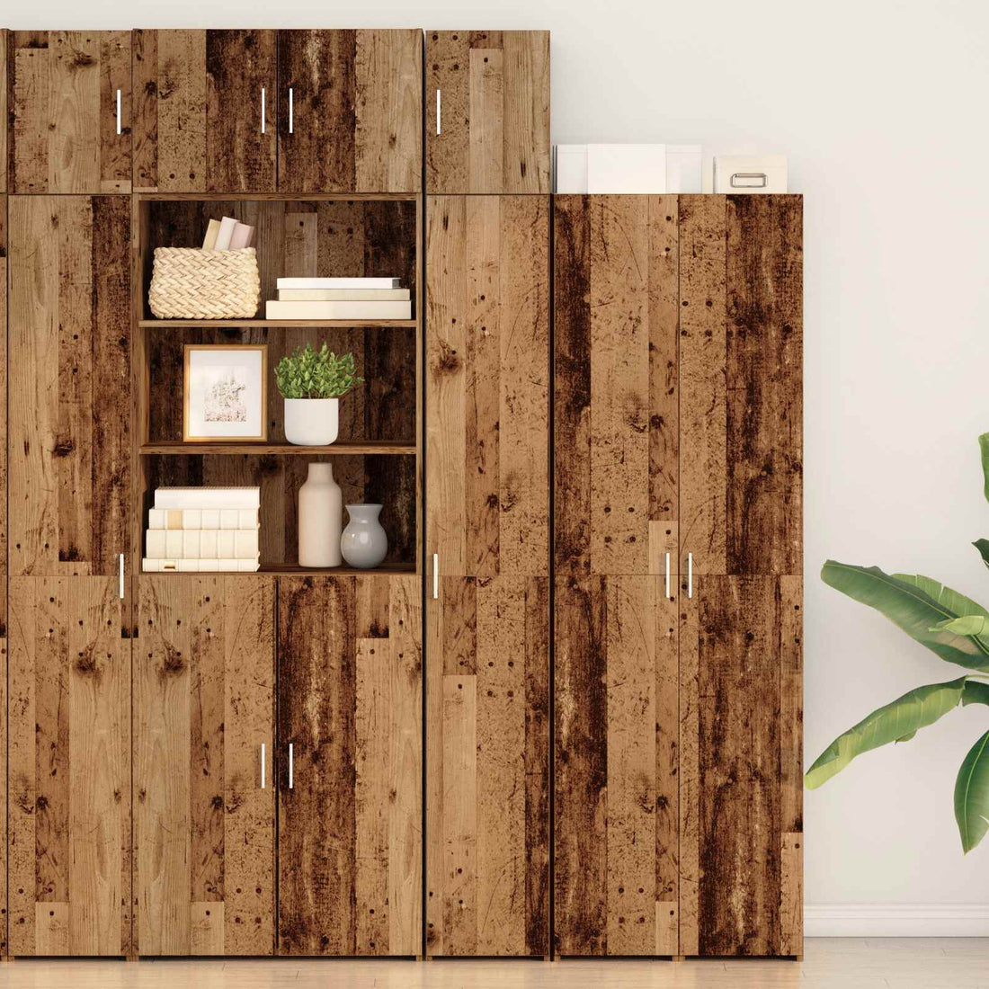 vidaXL Cabinete de almacenamiento con estanterías Madera envejecida