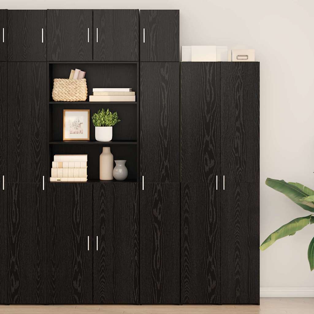 vidaXL Cabinete de almacenamiento con estanterías Roble Negro