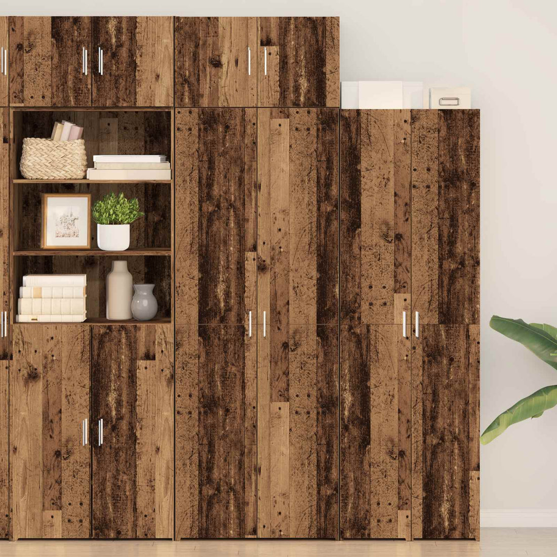vidaXL Armario de almacenamiento 2 uds. Madera vieja