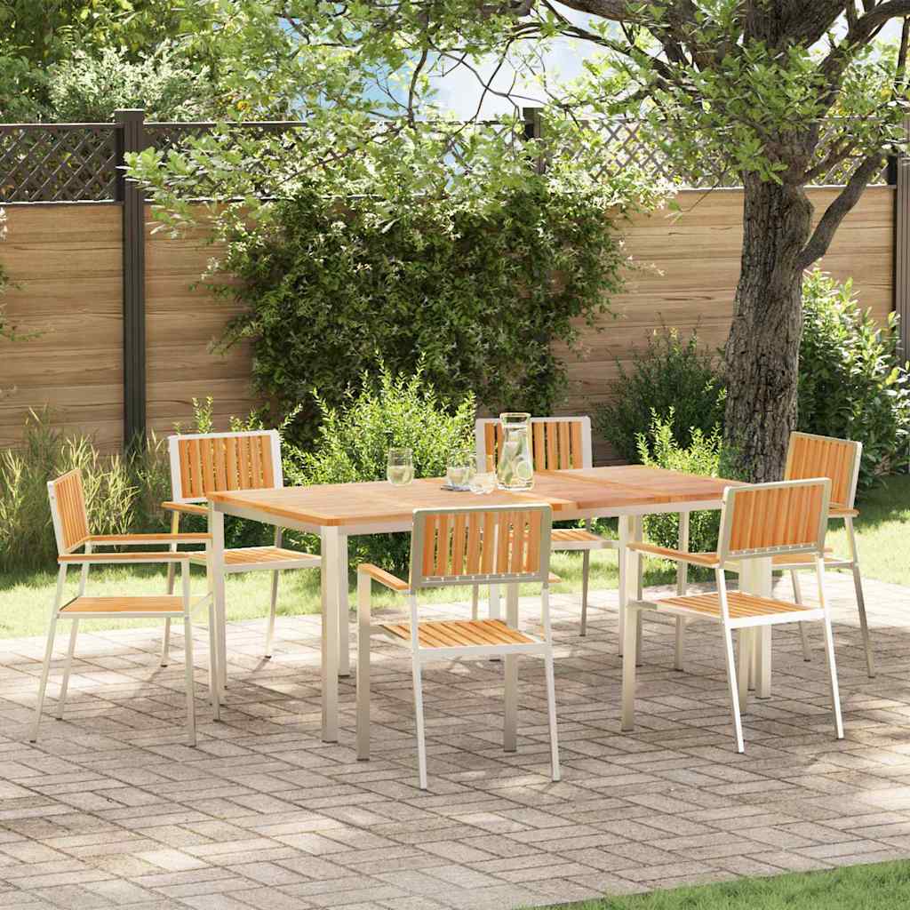 vidaXL Silla de Jardín 6 uds. Madera de teca sólida y acero inoxidable