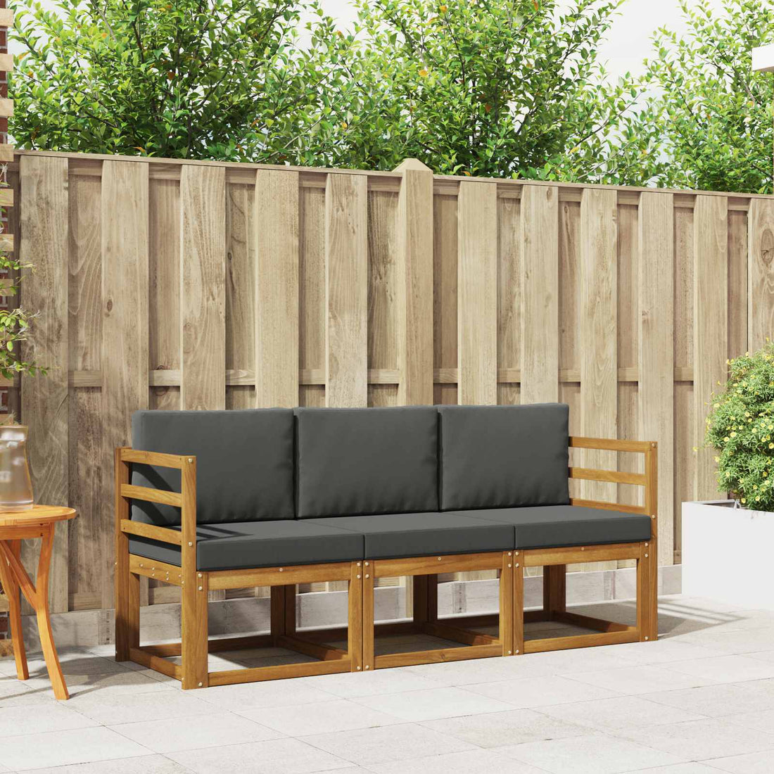 vidaXL Conjunto de sofás de exterior 3 uds. Natural y Antracita