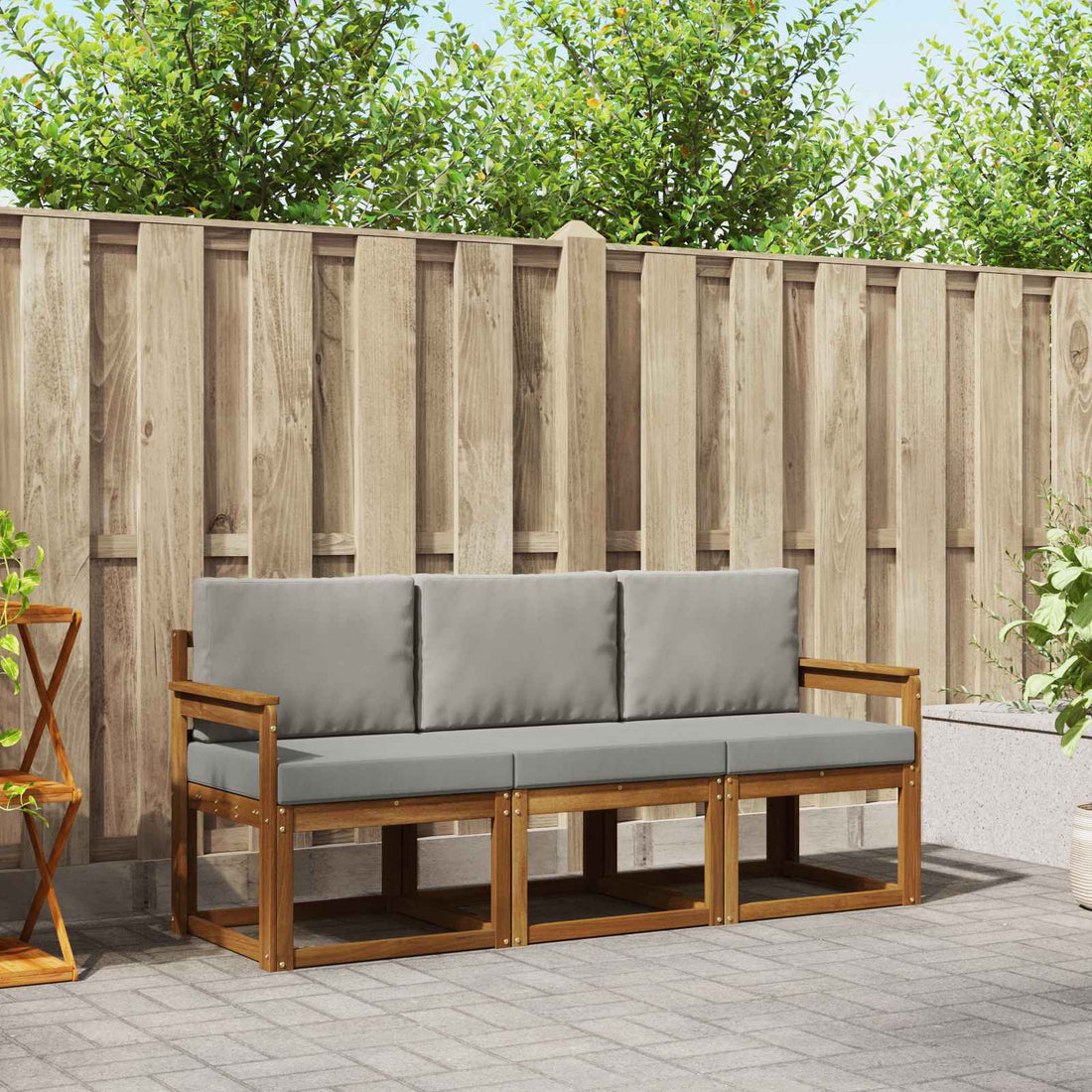 vidaXL Conjunto de sofás de exterior 3 uds. Gris Natural y Claro