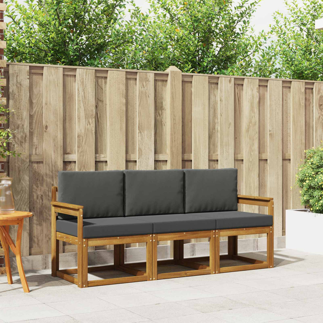 vidaXL Conjunto de sofás de exterior 3 uds. Natural y Antracita