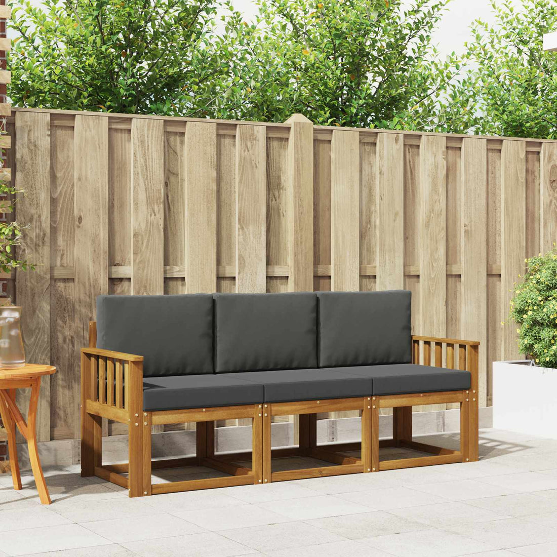vidaXL Conjunto de sofás de exterior 3 uds. Natural y Antracita