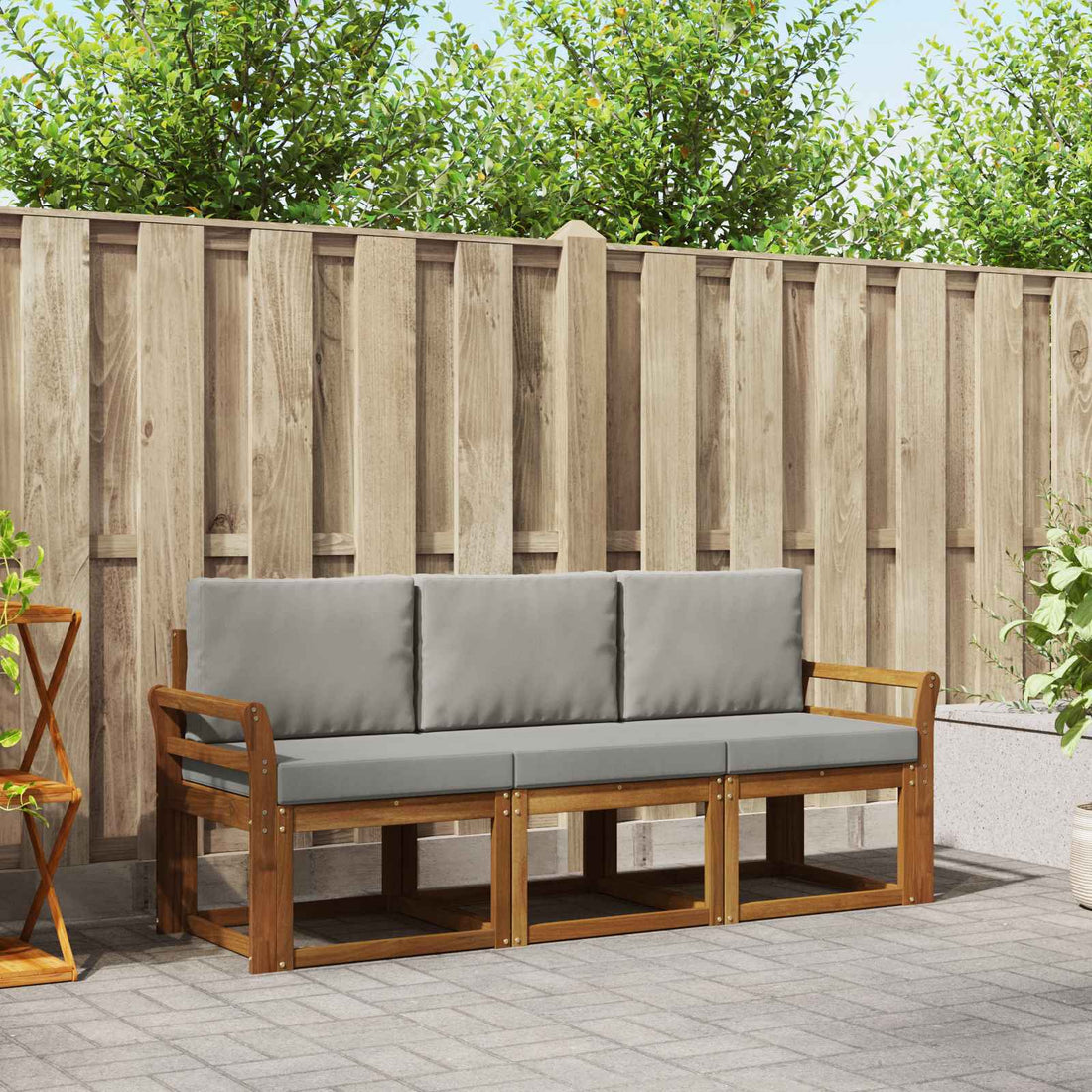 vidaXL Conjunto de sofás de exterior 3 uds. Gris Natural y Claro