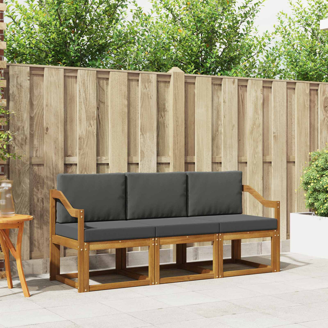 vidaXL Conjunto de sofás de exterior 3 uds. Natural y Antracita