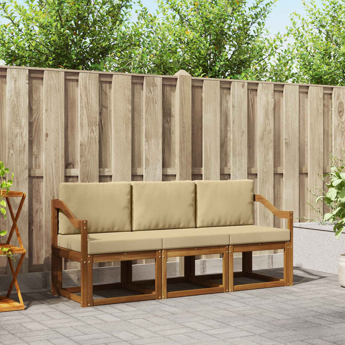 vidaXL Conjunto de sofás de exterior 3 uds. Natural y Beige