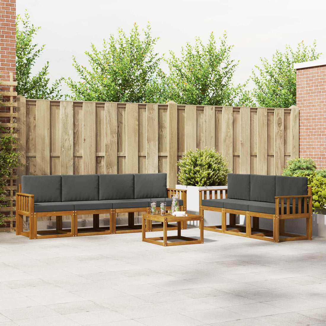 vidaXL Conjunto de sofás de exterior 8 uds. Natural y Antracita