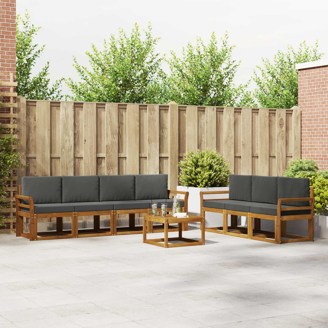 vidaXL Conjunto de sofás de exterior 8 uds. Natural y Antracita