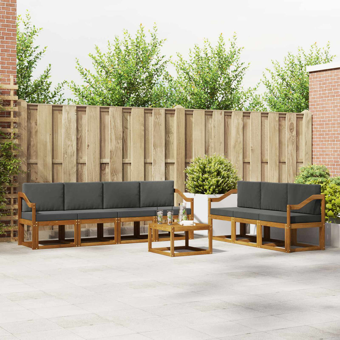 vidaXL Conjunto de sofás de exterior 8 uds. Natural y Antracita