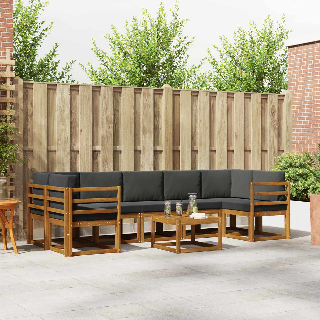 vidaXL Conjunto de sofás de exterior 8 uds. Natural y Antracita