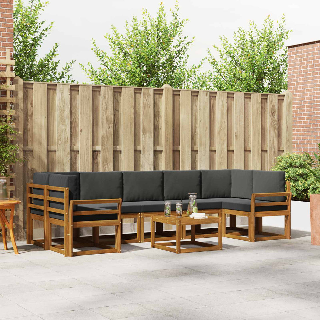 vidaXL Conjunto de sofás de exterior 8 uds. Natural y Antracita