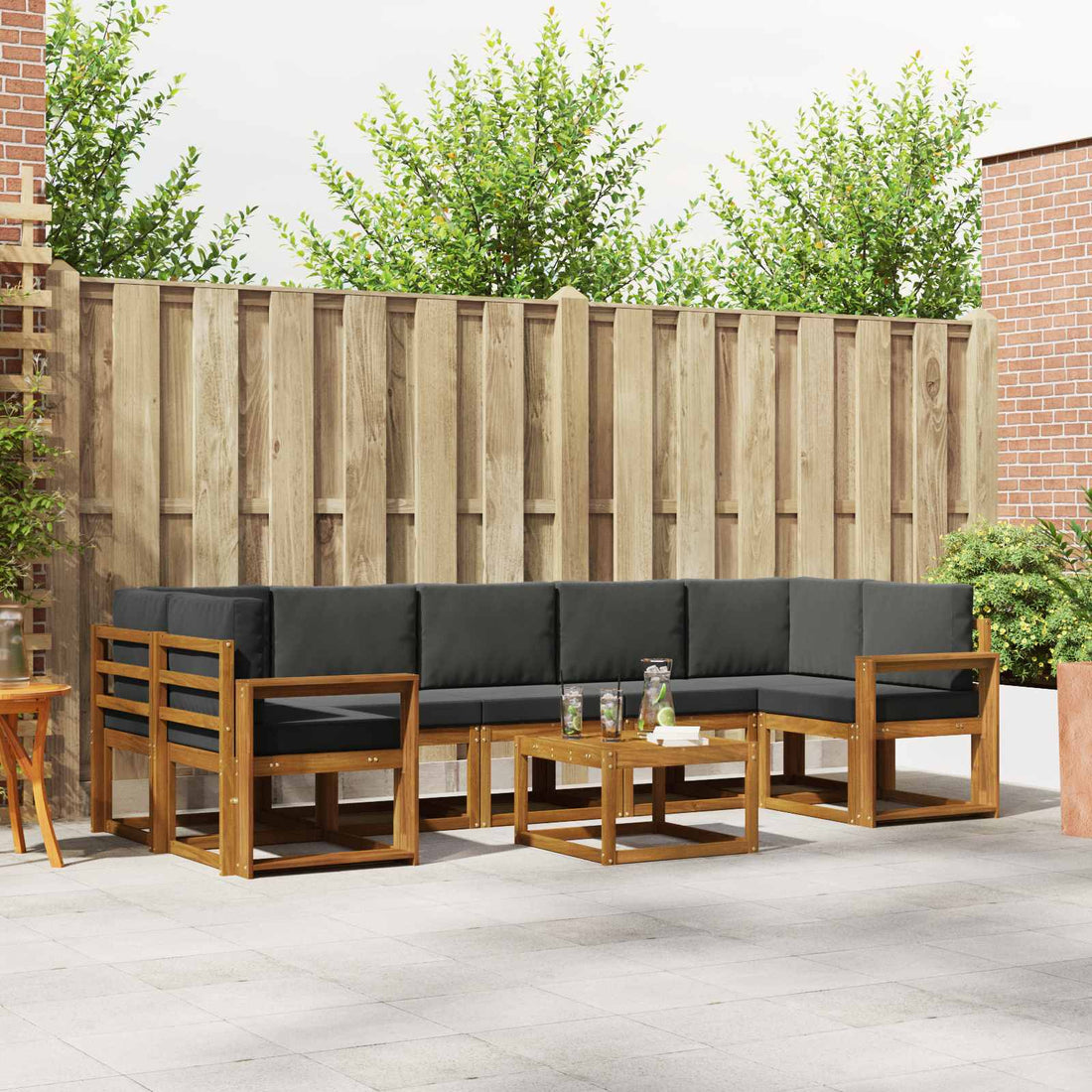 vidaXL Conjunto de sofás de exterior 8 uds. Natural y Antracita