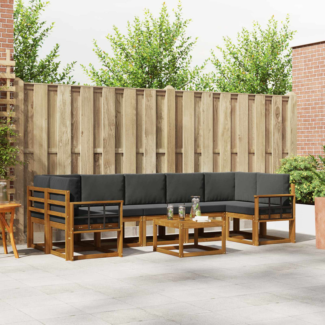 vidaXL Conjunto de sofás de exterior 8 uds. Natural y Antracita