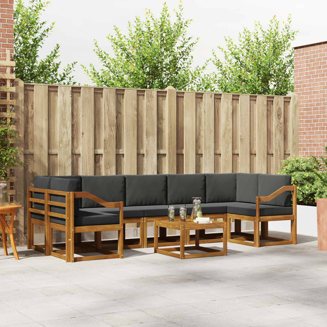 vidaXL Conjunto de sofás de exterior 8 uds. Natural y Antracita