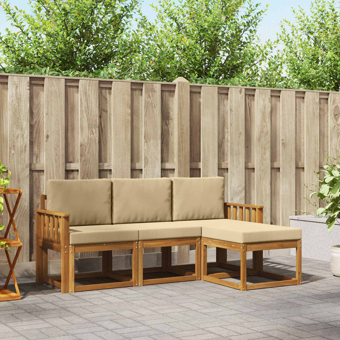 vidaXL Conjunto de sofás de exterior 4 uds. Natural y Beige