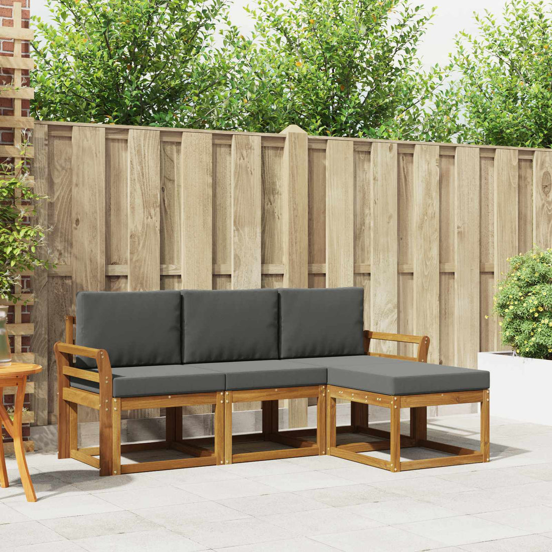 vidaXL Conjunto de sofás de exterior 4 uds. Natural y Antracita