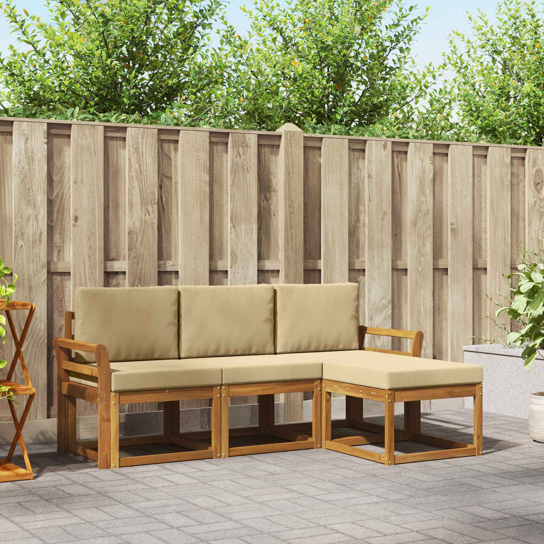 vidaXL Conjunto de sofás de exterior 4 uds. Natural y Beige
