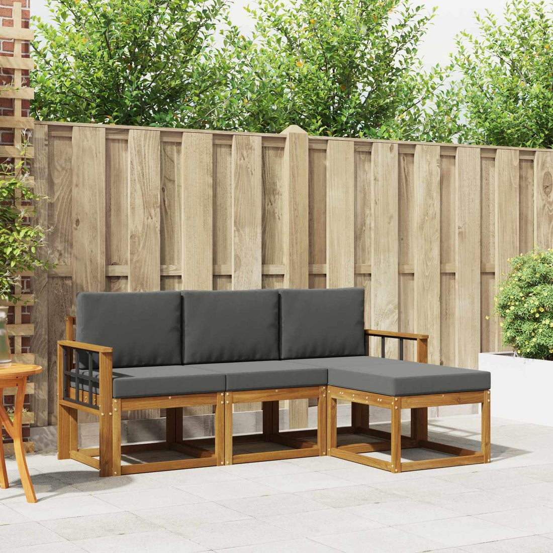 vidaXL Conjunto de sofás de exterior 4 uds. Natural y Antracita