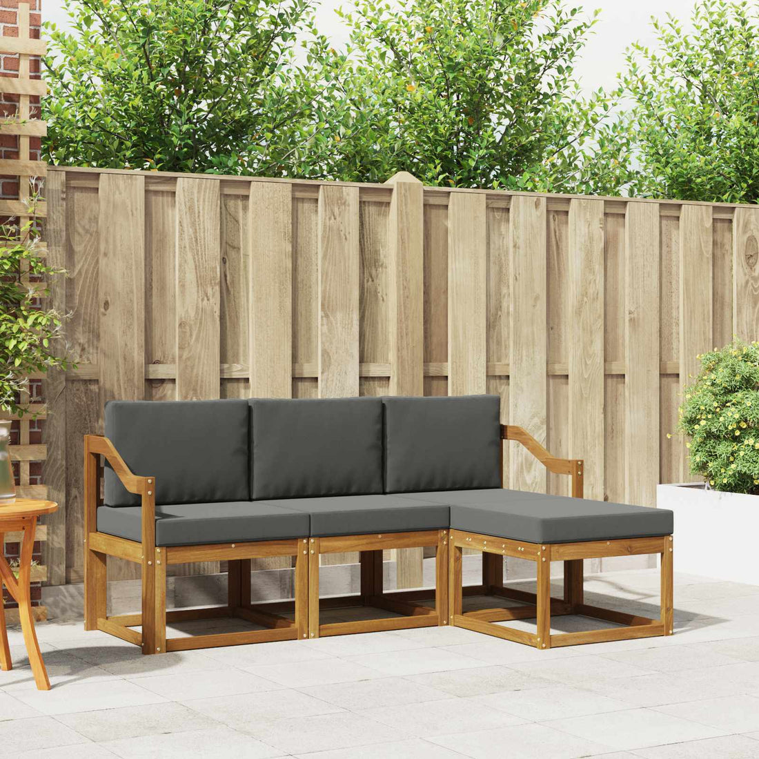 vidaXL Conjunto de sofás de exterior 4 uds. Natural y Antracita