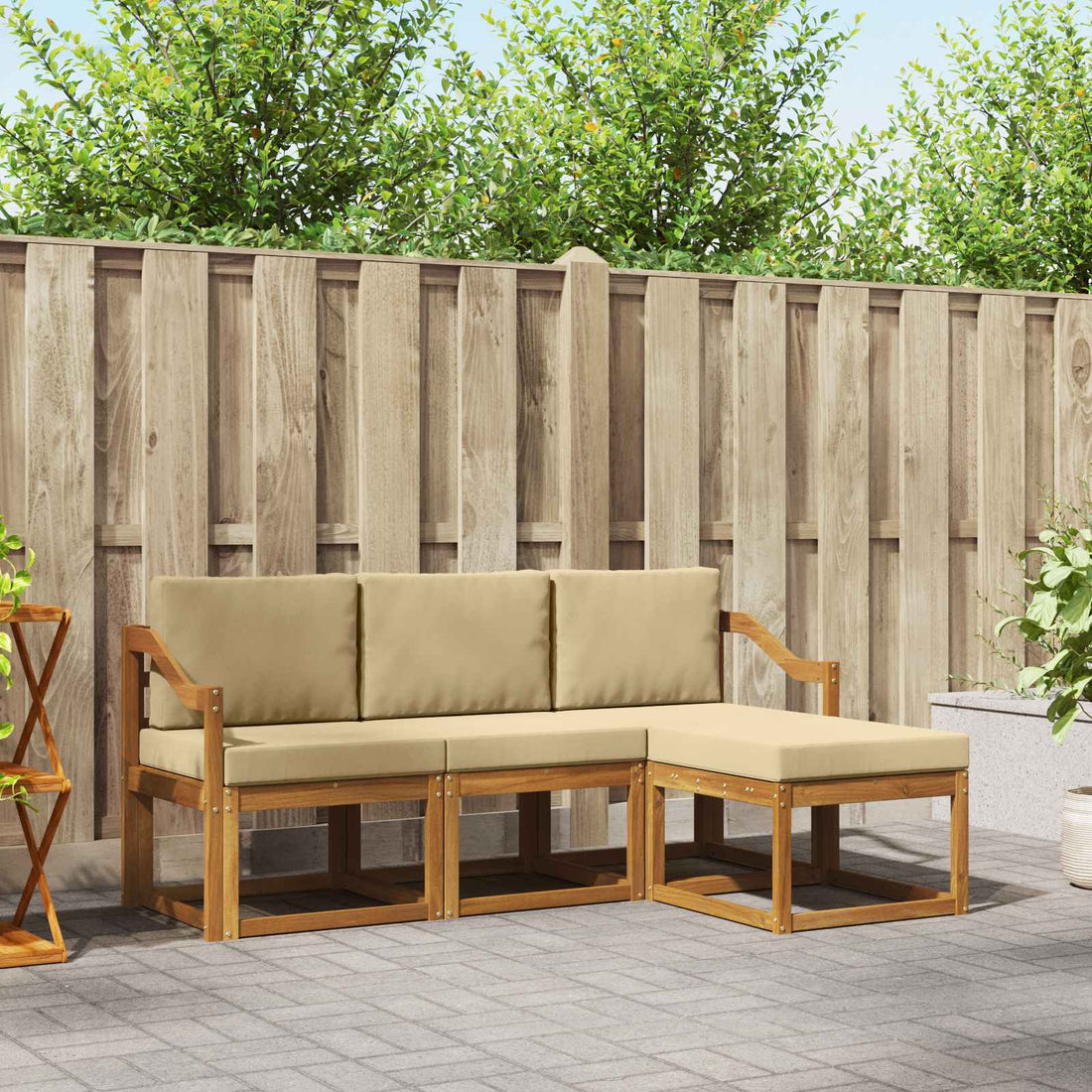 vidaXL Conjunto de sofás de exterior 4 uds. Natural y Beige