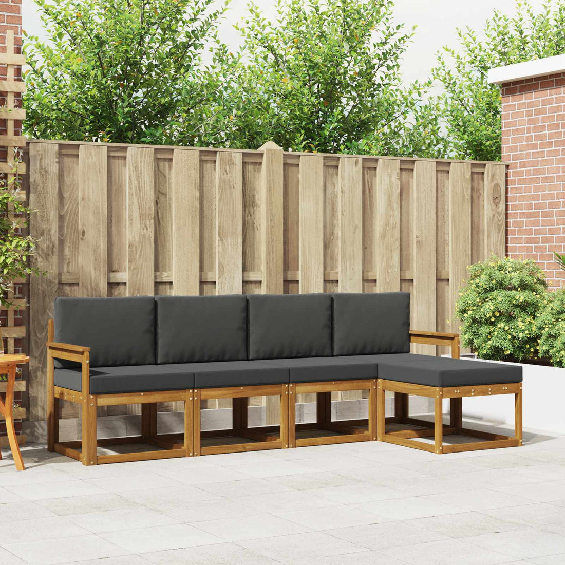 vidaXL Conjunto de sofás de exterior 5 uds. Natural y Antracita