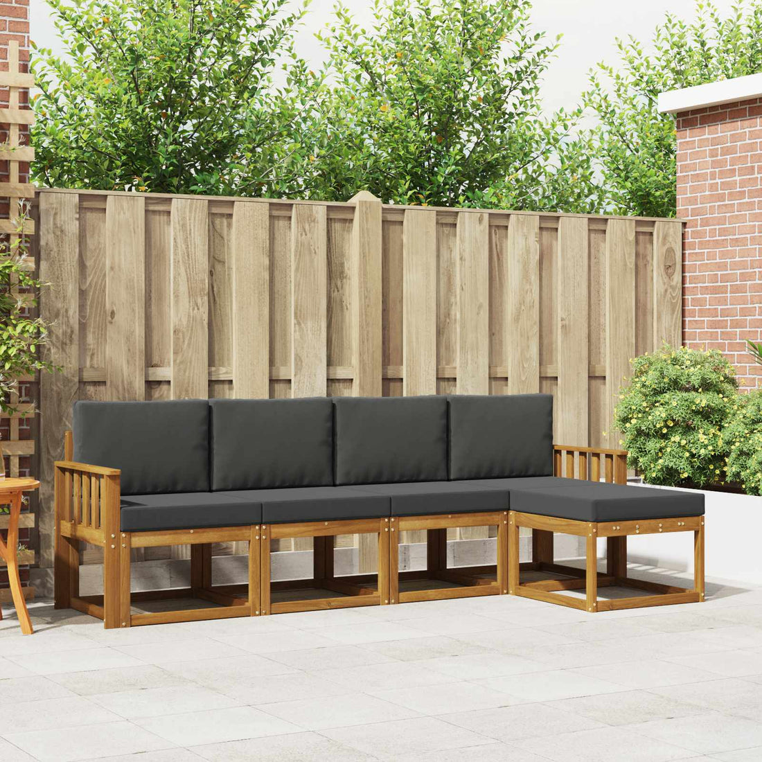 vidaXL Conjunto de sofás de exterior 5 uds. Natural y Antracita