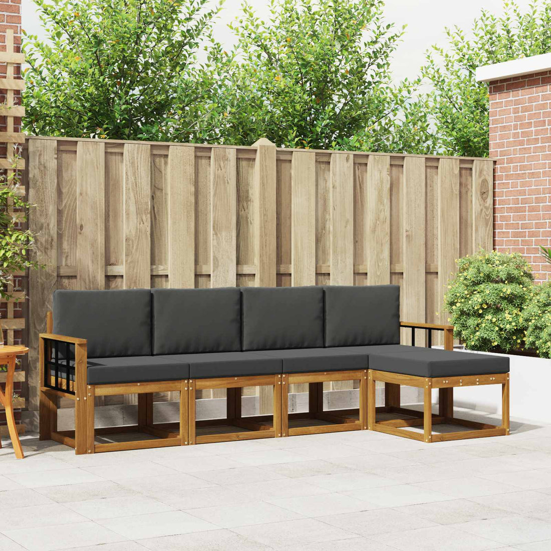 vidaXL Conjunto de sofás de exterior 5 uds. Natural y Antracita