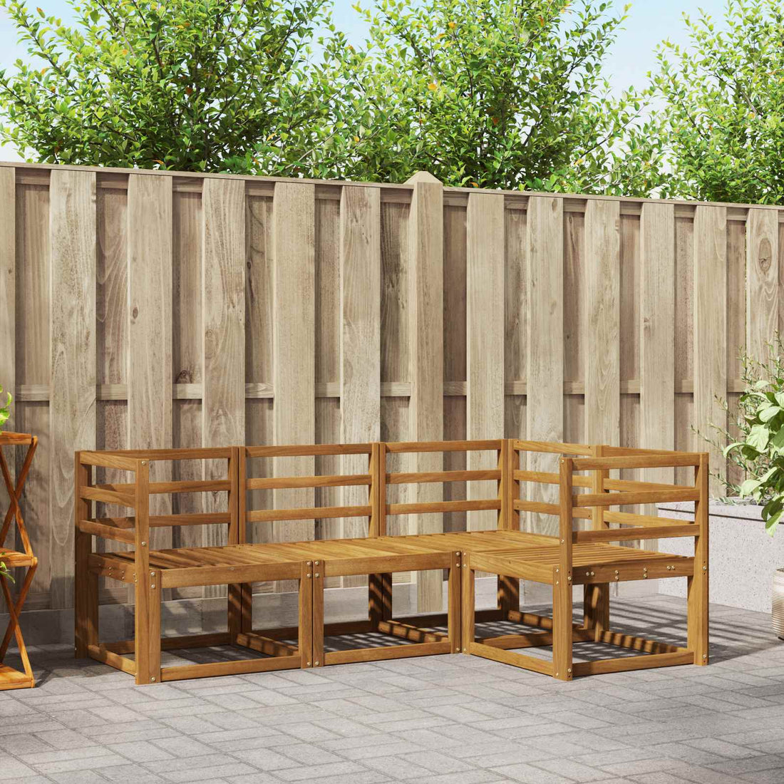 vidaXL Conjunto de sofás de exterior 4 uds. Natural