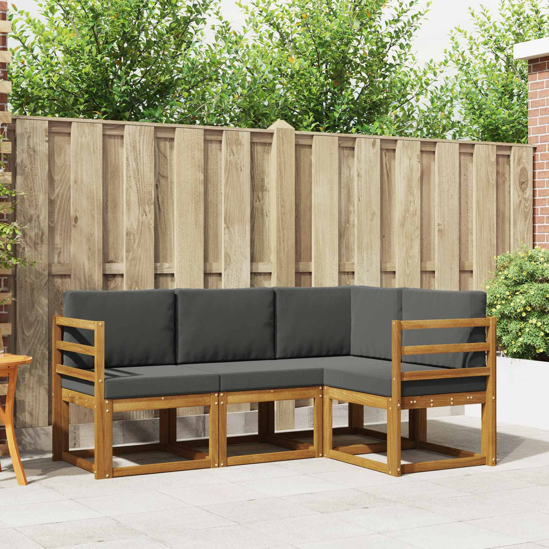vidaXL Conjunto de sofás de exterior 4 uds. Natural y Antracita