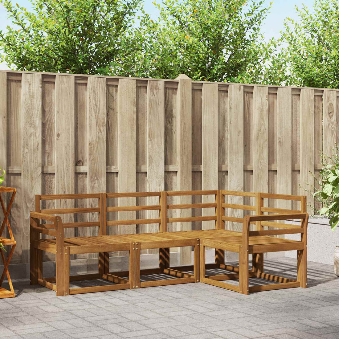 vidaXL Conjunto de sofás de exterior 4 uds. Natural