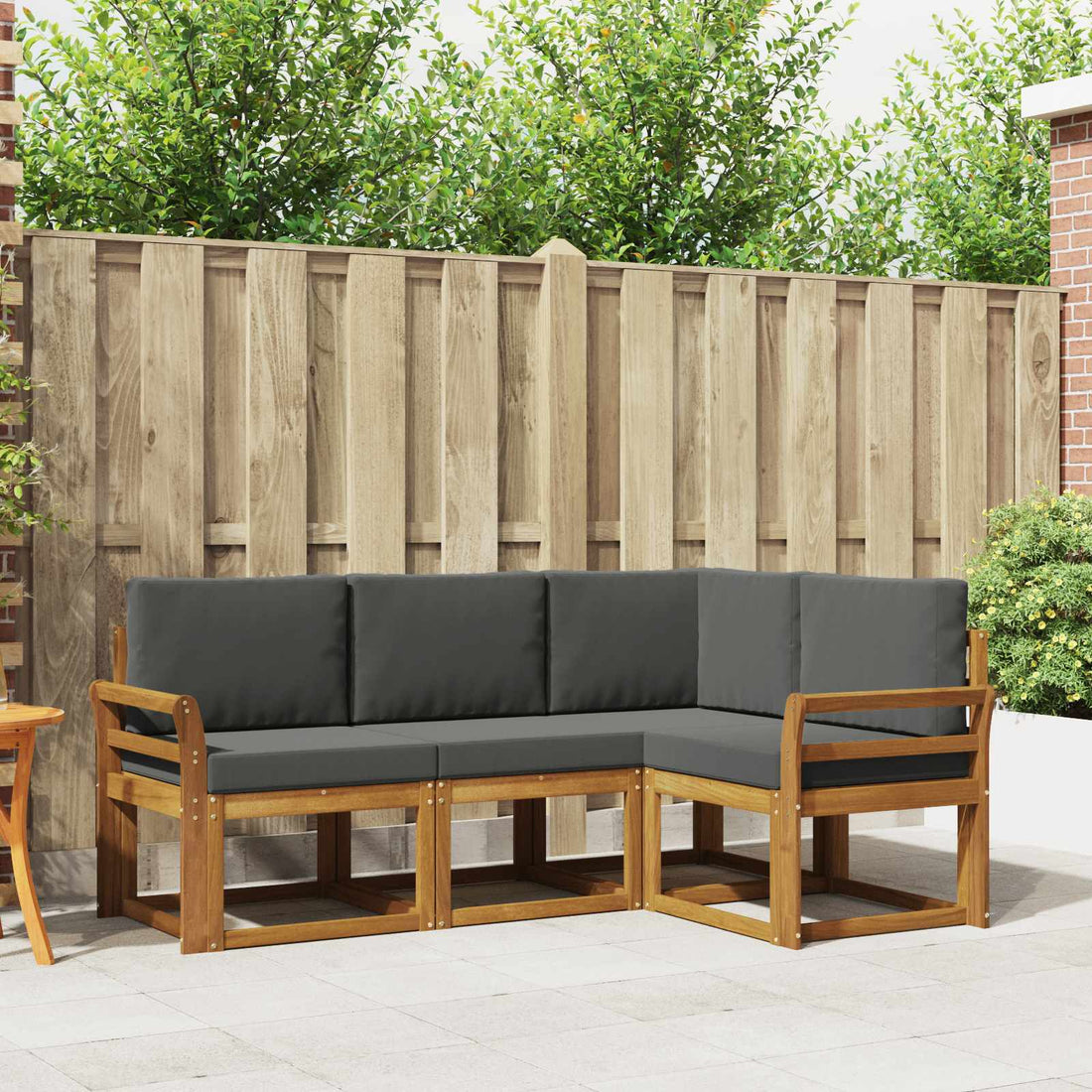 vidaXL Conjunto de sofás de exterior 4 uds. Natural y Antracita