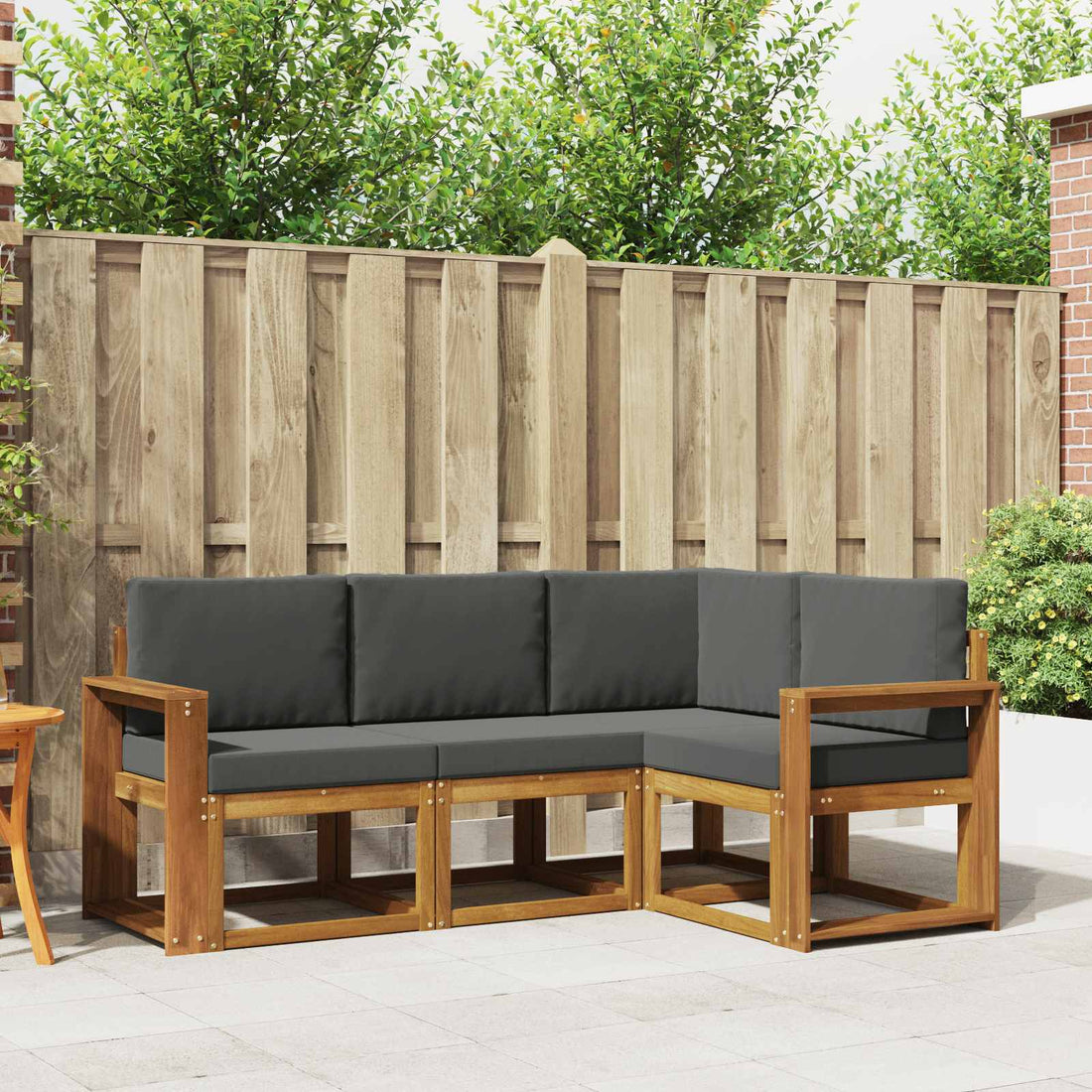 vidaXL Conjunto de sofás de exterior 4 uds. Natural y Antracita