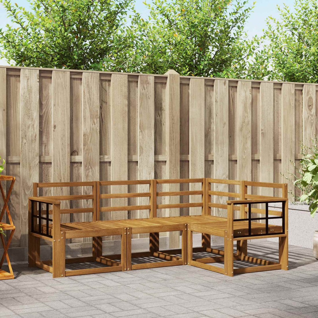 vidaXL Conjunto de sofás de exterior 4 uds. Natural