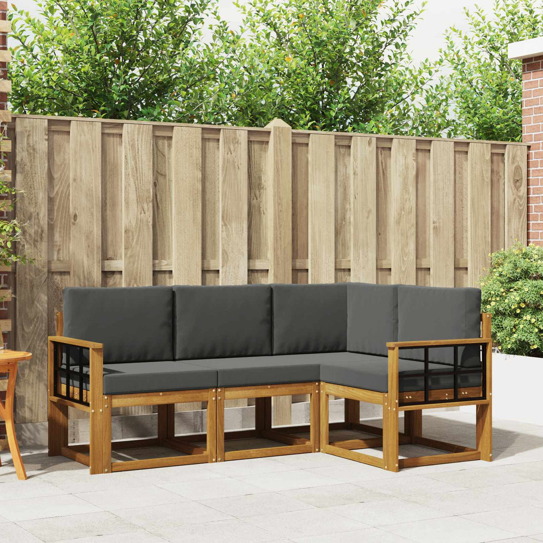 vidaXL Conjunto de sofás de exterior 4 uds. Natural y Antracita