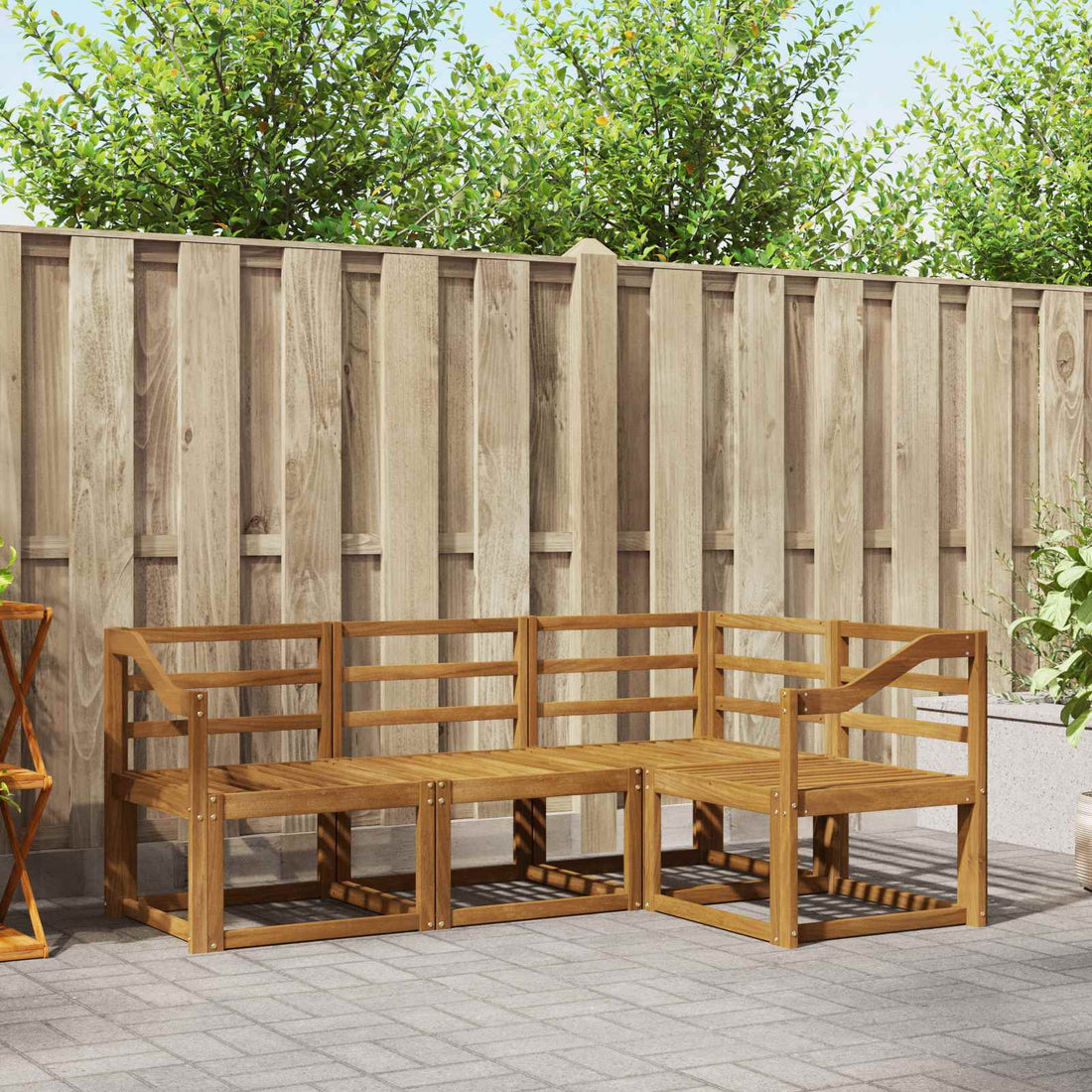vidaXL Conjunto de sofás de exterior 4 uds. Natural
