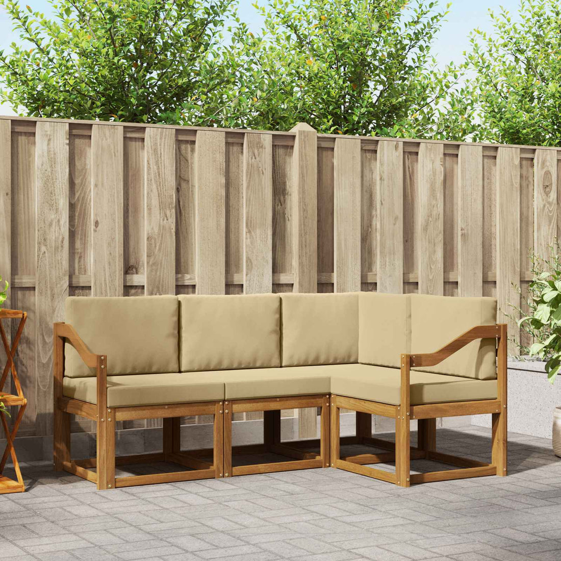 vidaXL Conjunto de sofás de exterior 4 uds. Natural y Beige