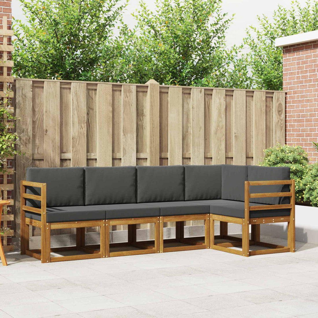 vidaXL Conjunto de sofás de exterior 5 uds. Natural y Antracita
