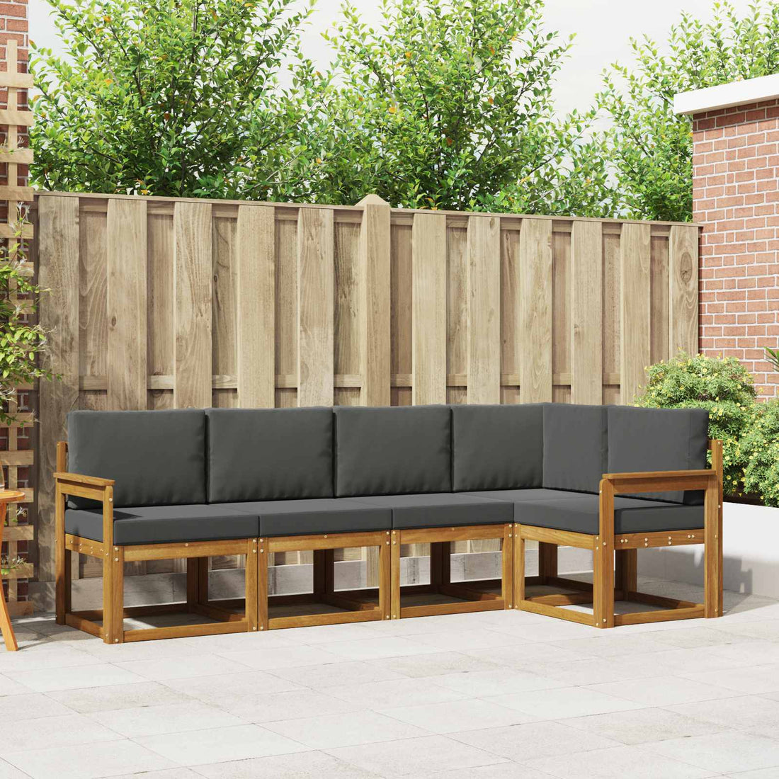 vidaXL Conjunto de sofás de exterior 5 uds. Natural y Antracita
