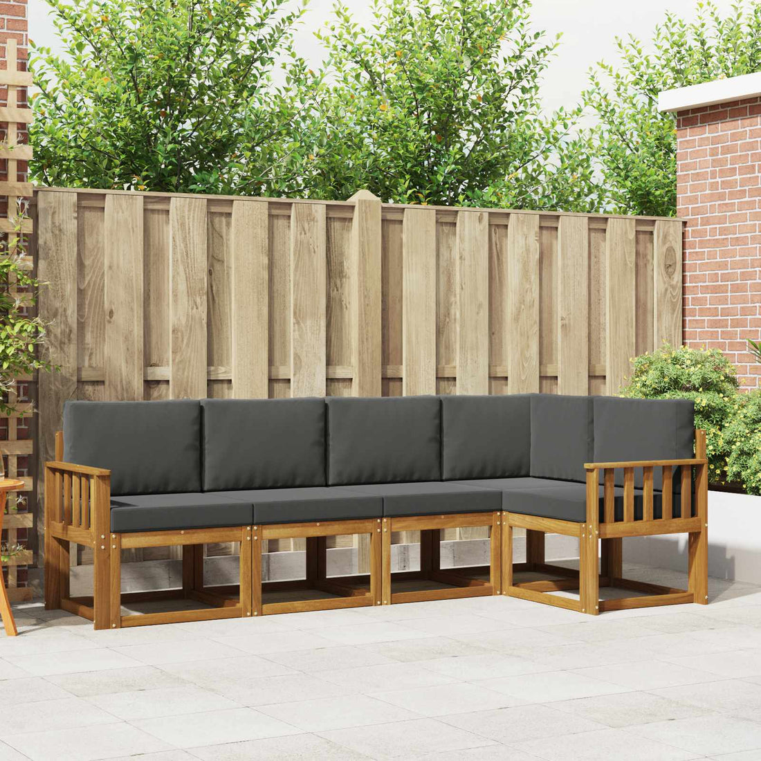 vidaXL Conjunto de sofás de exterior 5 uds. Natural y Antracita