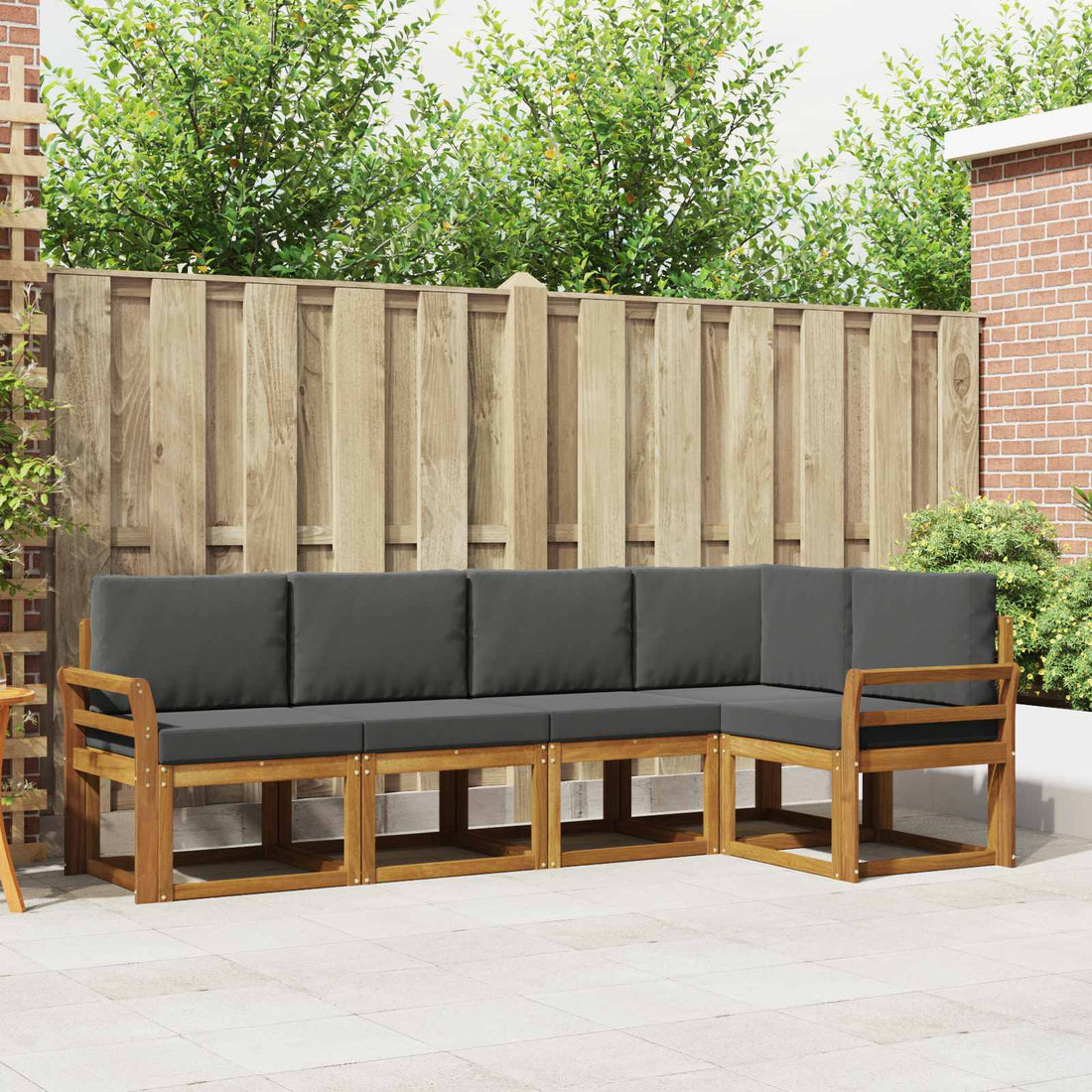 vidaXL Conjunto de sofás de exterior 5 uds. Natural y Antracita