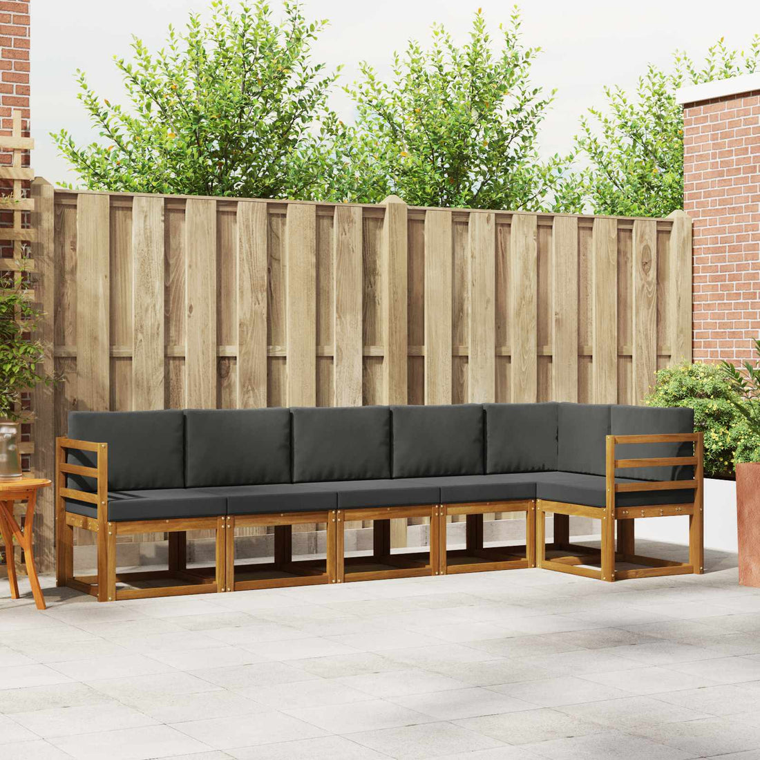 vidaXL Conjunto de sofás de exterior 6 uds. Natural y Antracita