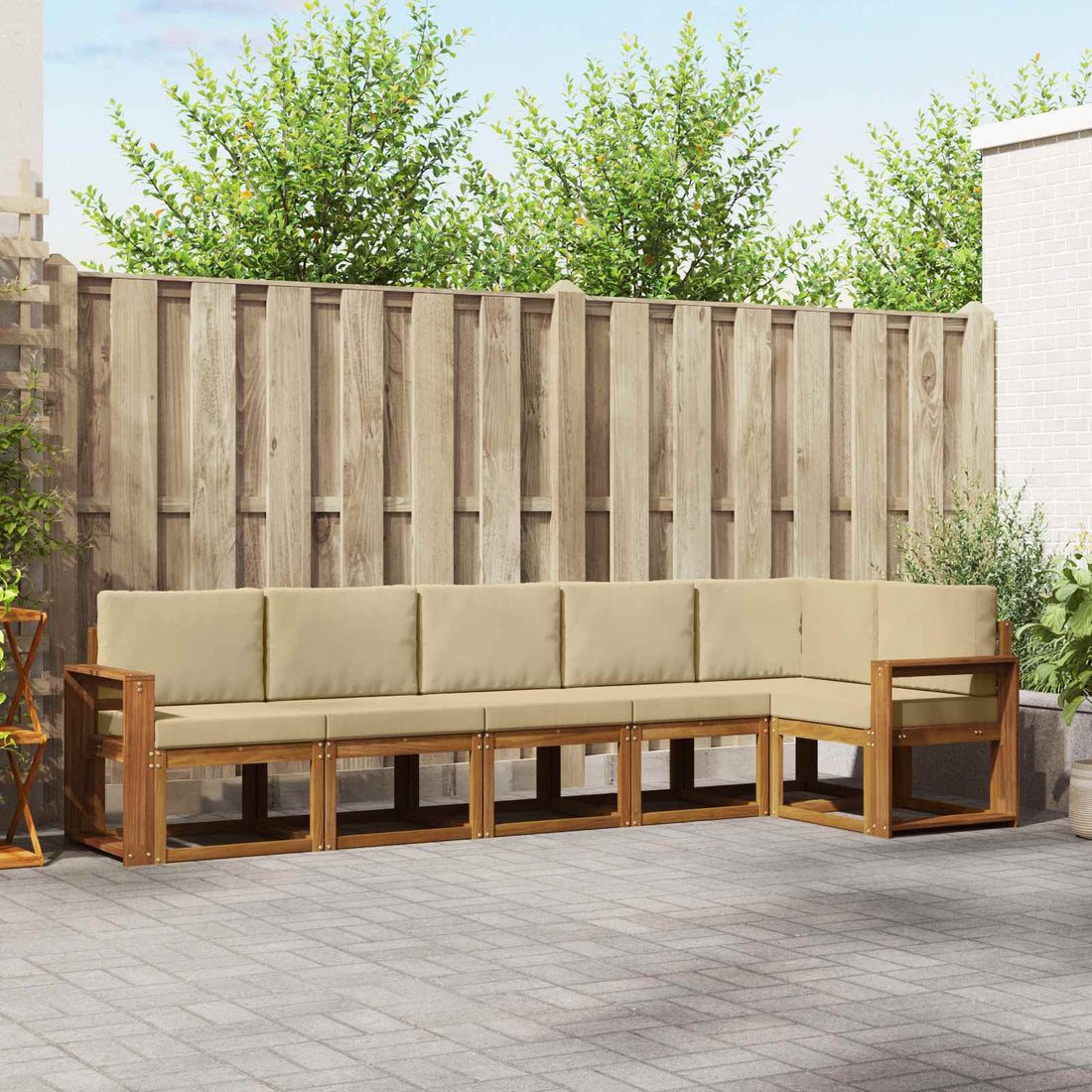 vidaXL Conjunto de sofás de exterior 6 uds. Natural y Beige