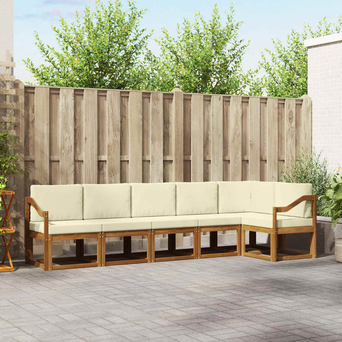 vidaXL Conjunto de sofás de exterior 6 uds. Natural y Crema
